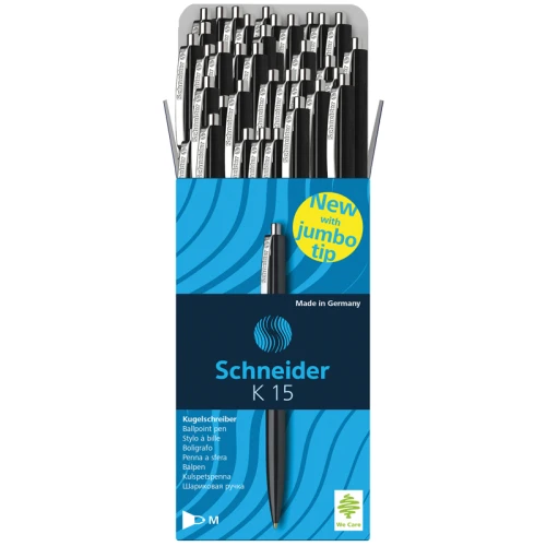 Ручка шариковая автоматическая Schneider "K15" 1 мм,черный корпус, черная