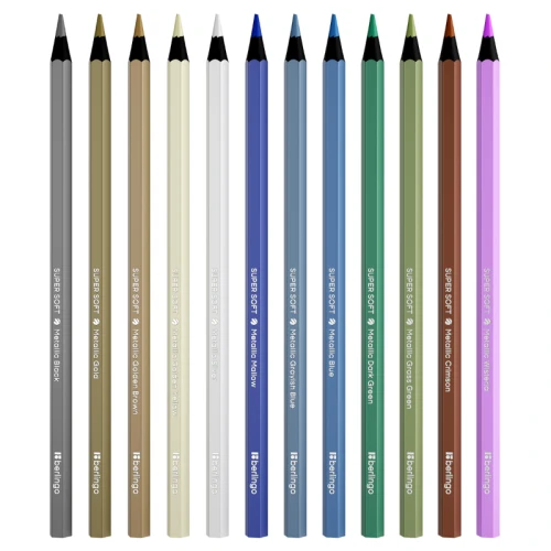 Карандаши цветные Berlingo "SuperSoft.Metallic" металлик, 12 цветов