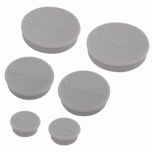 Магнит для досок мощный BRAUBERG "SUPER" 20/30/40 мм, 6 шт, серый