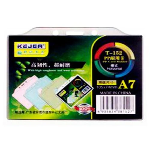 Бейдж горизонтальный Kejea "T152" 105*74 мм, без держателя, жесткий, прозрачный