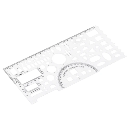 Линейка СТАММ офицерская, пластик, печатная шкала, прозрачная