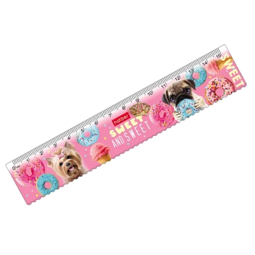 Линейка Hatber "Забавные щенки" 15 см, пластик, рисунок