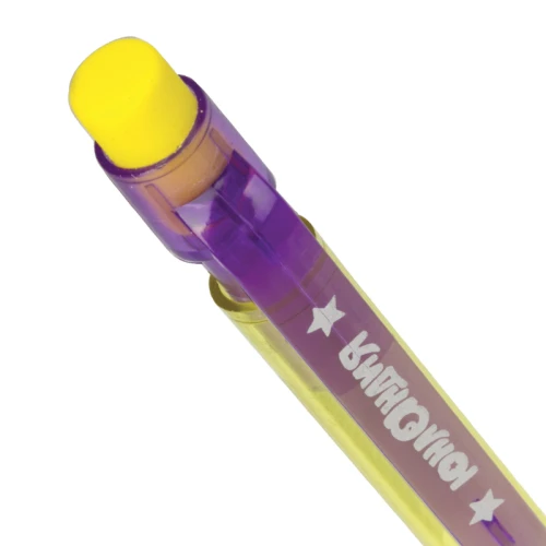 Карандаш механический ЮНЛАНДИЯ 0.5 мм, с ластиком, резиновый грип, желтый