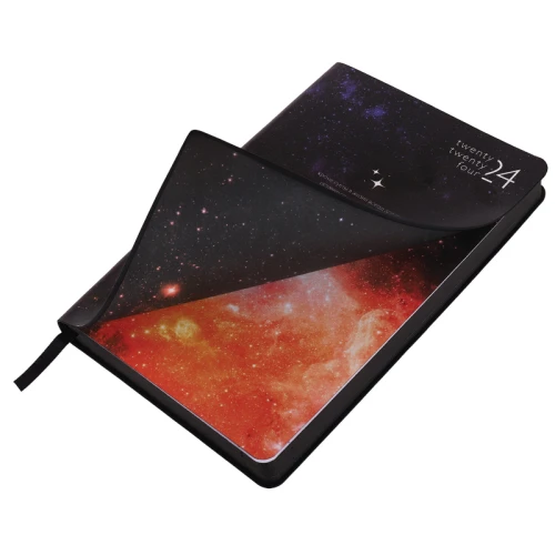 Ежедневник датированный 2024 г. BRAUBERG "VISTA. SPACE" А5, кожзам, 168 л., черный