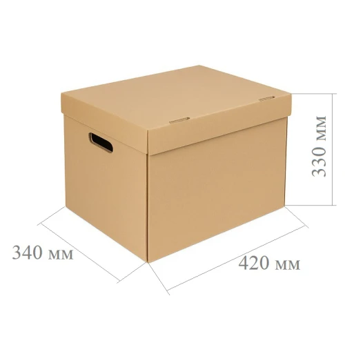 Короб архивный самосборный, картон, 420*340*330 мм, коричневый