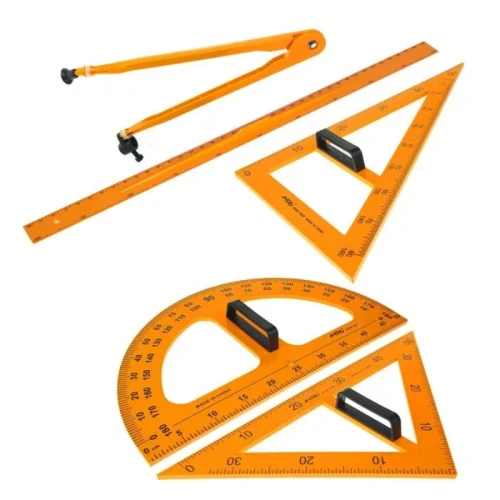 Набор чертежный большой для школьной доски, пластик, 5 предметов