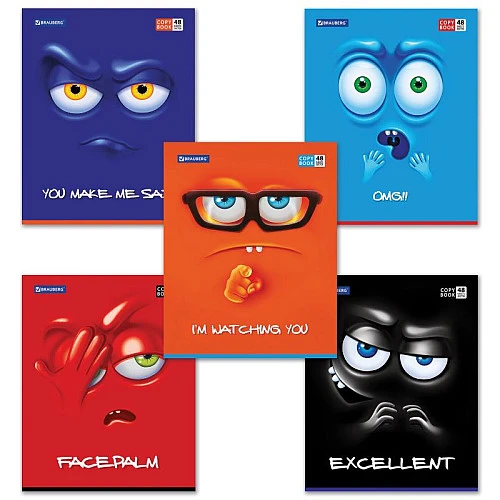 Тетрадь BRAUBERG "Мордашка" А5, в клетку, 48 листов, ассорти