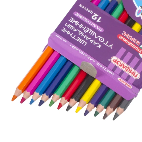 Карандаши цветные ПИФАГОР "Зебра" утолщенные, пластик, 12 цветов