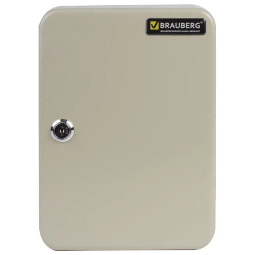 Ключница BRAUBERG на 48 ключей, 250*180*80 мм, ключевой замок, серый