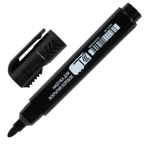 Маркер перманентный STAFF 3 мм, черный, с колпачком для вскрытия коробок