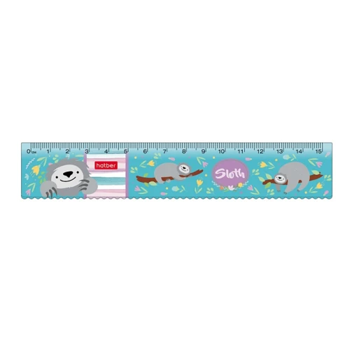 Линейка Hatber "Ленивцы" 15 см, пластик, рисунок