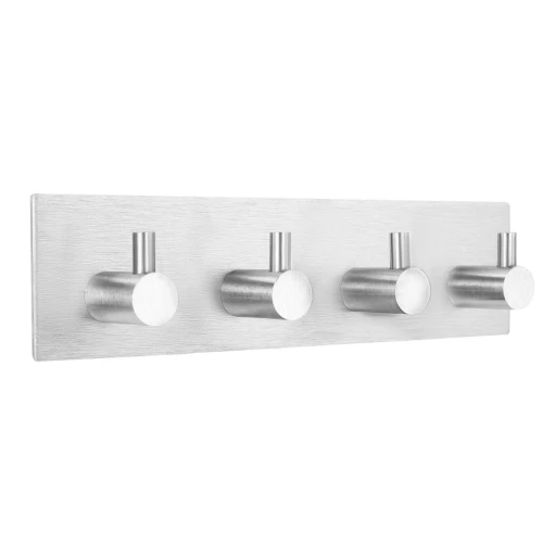 Крючки самоклеящиеся LAIMA 18*4,5 см, нержавеющая сталь, серебристые, 4 шт на планке