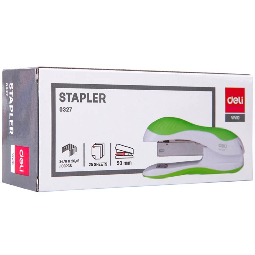 Степлер до 20 листов DELI "0327" пластик, №24/6-26/6, ассорти