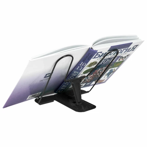 Подставка для книг и учебников BRAUBERG "LINE+" металл, черная