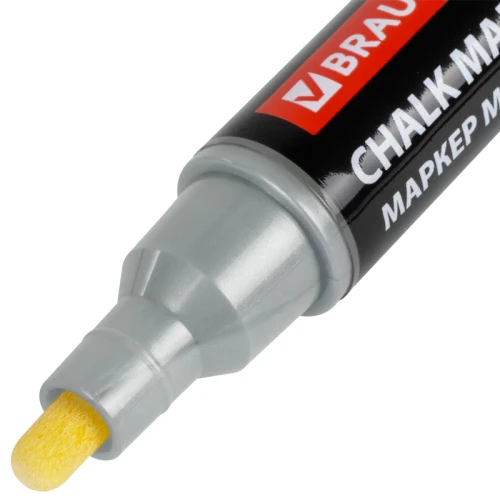 Маркер меловой BRAUBERG "POP-ART" влагостираемый, 5 мм, серебристый