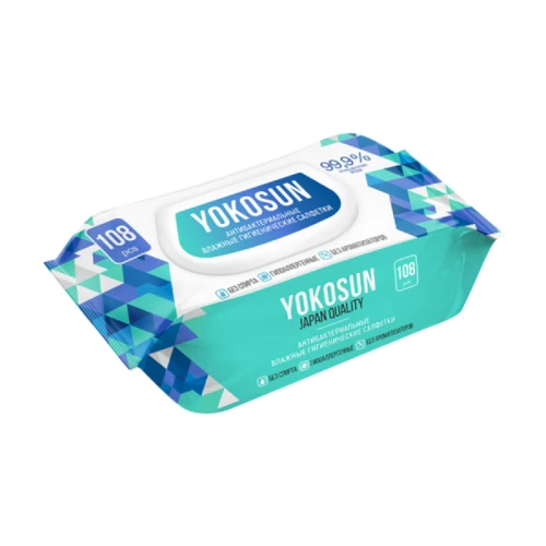Салфетки YOKOSUN влажные, антибактериальные 108 шт