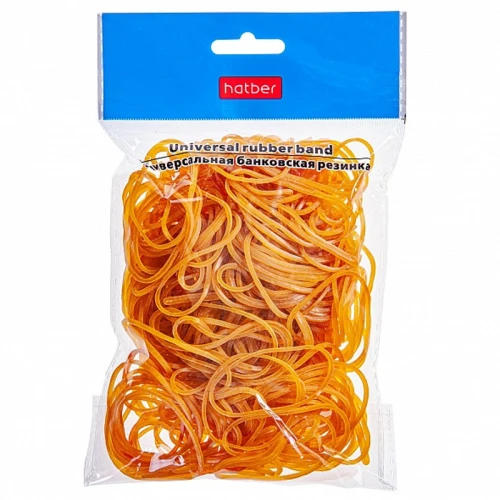 Резинки банковские Hatber, 60 мм, каучук, желтые, 100 гр