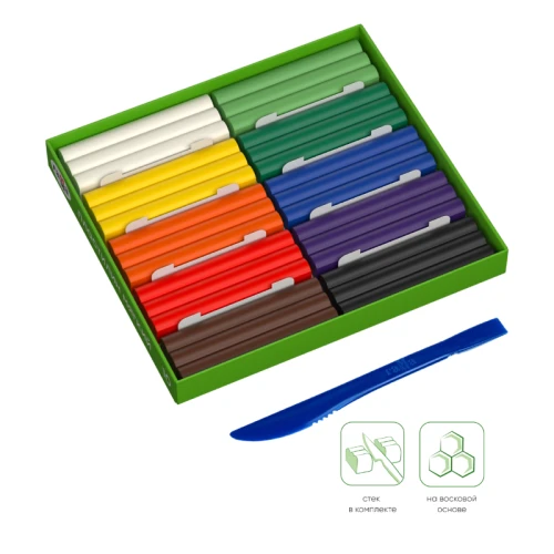 Пластилин Гамма "Пчелка" восковой, мягкий, 10 цветов, 150 гр, со стеком