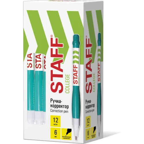 Ручка-корректор STAFF металлический наконечник, 6 мл