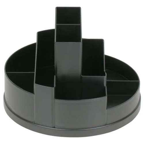 Настольная подставка СТАММ "Сити", 10 отделений, вращающаяся, черная