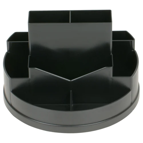 Настольная подставка СТАММ "Сити", 10 отделений, вращающаяся, черная