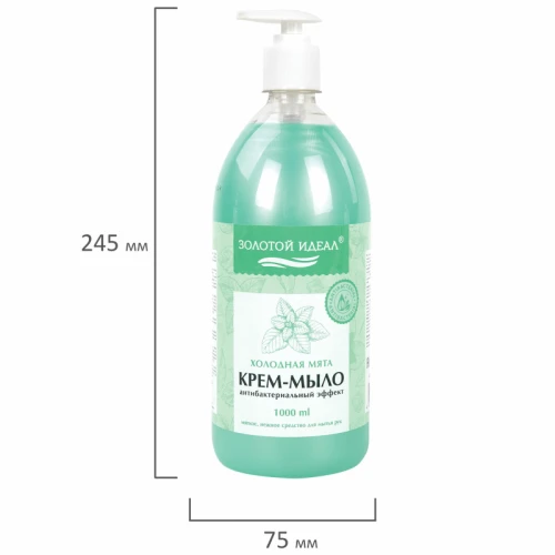 Мыло-крем жидкое ЗОЛОТОЙ ИДЕАЛ "Холодная мята" антибактериальный, 1 л