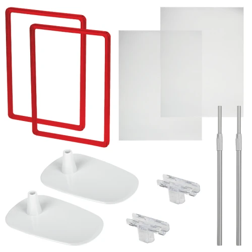 Стойка-инфодержатель напольная А4, красная, 2 шт в комплекте