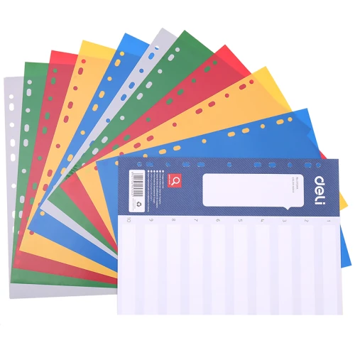 Разделитель листов DELI А4, пластик, 10 листов, цветной