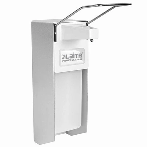 Диспенсер алюминиевый для жидкого мыла "Laima Pro", 1л, локтевой привод, наливной, белый