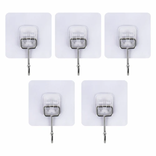 Крючки самоклеящиеся LAIMA 7*7 см, нержавеющая сталь, ПВХ, 5 шт