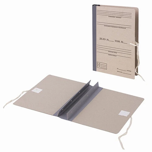 Папка архивная для переплета "Форма 21", 40 мм, с гребешками, БУРАЯ, 4 отверстия, завязки, STAFF, 11