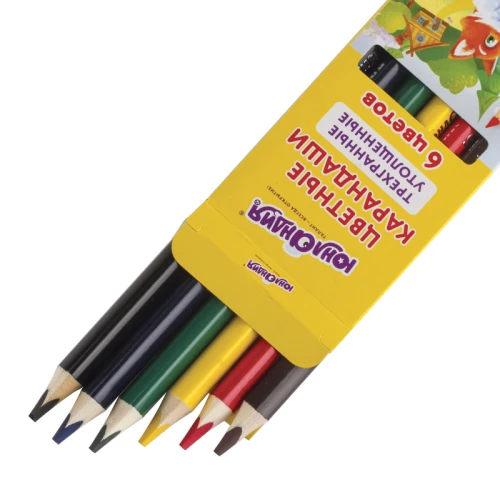 Карандаши цветные ЮНЛАНДИЯ "Сказочный мир" утолщенные, с точилкой, 6 цветов