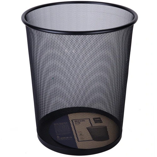 Корзина для бумаг DELI 18 литров, металл, сетчатая, черная