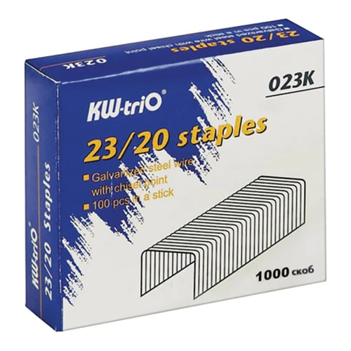 Скобы для степлера KW-Trio №23/20, оцинкованное, 1000 шт.