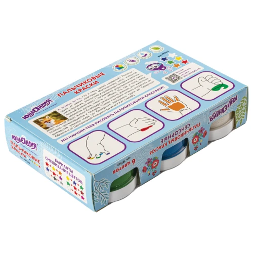 Краски пальчиковые ЮНЛАНДИЯ "Лисёнок" сенсорные, 6 цветов по 60 мл