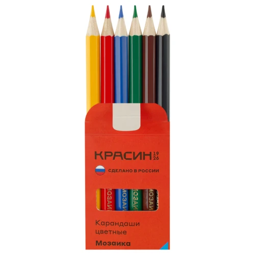 Карандаши цветные Красин "Мозаика" шестигранные, 6 цветов