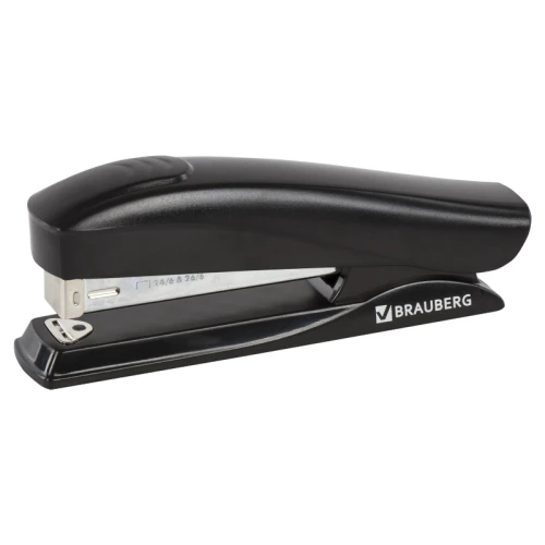 Степлер до 20 листов BRAUBERG "ST-100" пластик, №24/6-26/6, черный