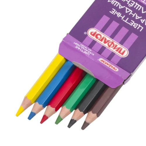 Карандаши цветные ПИФАГОР "Зебра" утолщенные, пластик, 6 цветов