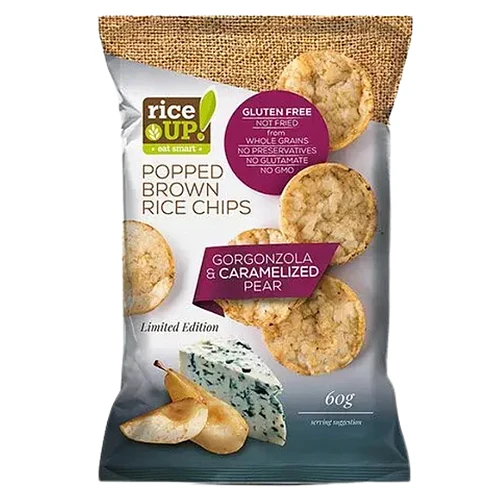 Чипсы рисовые RiceUP! с горгонзолой и карамелизированной грушей, 60 гр