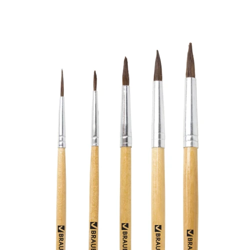 Набор кистей BRAUBERG из ворса пони, 5 шт.