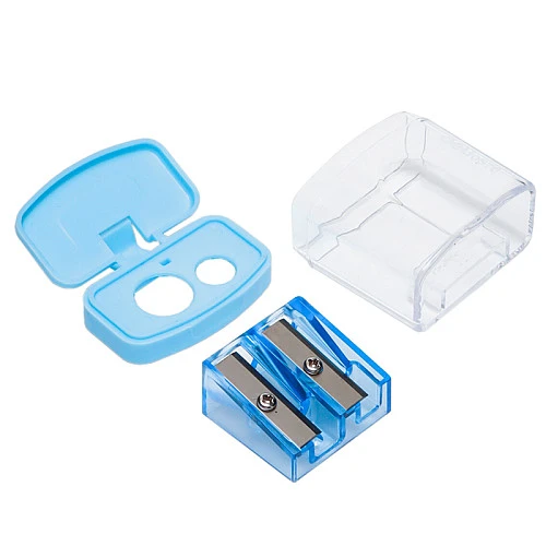 Точилка пластиковая DELI "Comiko" 2 отверстия, контейнер, ассорти