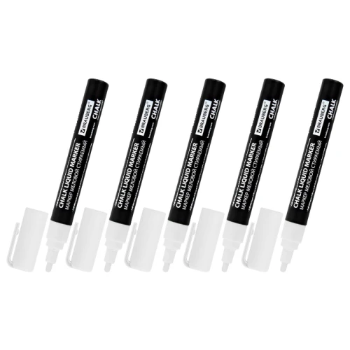 Набор меловых маркеров BRAUBERG "CHALK" стираемый, 3 мм, белые, 5 шт. + стикеры