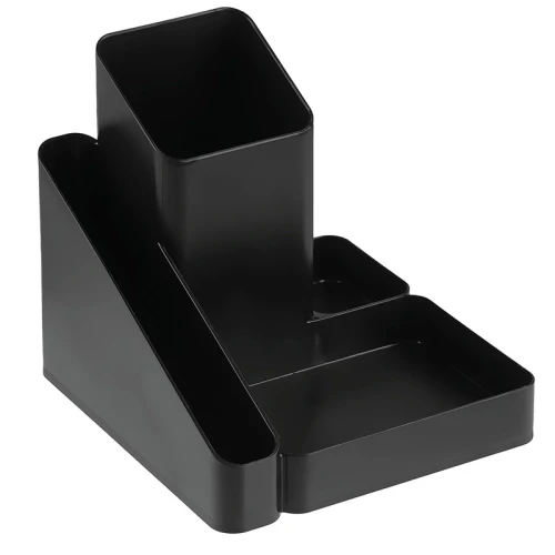 Настольная подставка СТАММ "Имидж", 4 отделений, пластик, черная