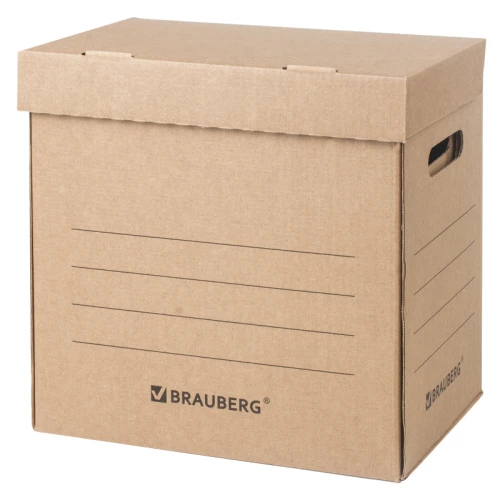 Короб архивный BRAUBERG "Делопроизводство" 325*235*325 мм, бурый