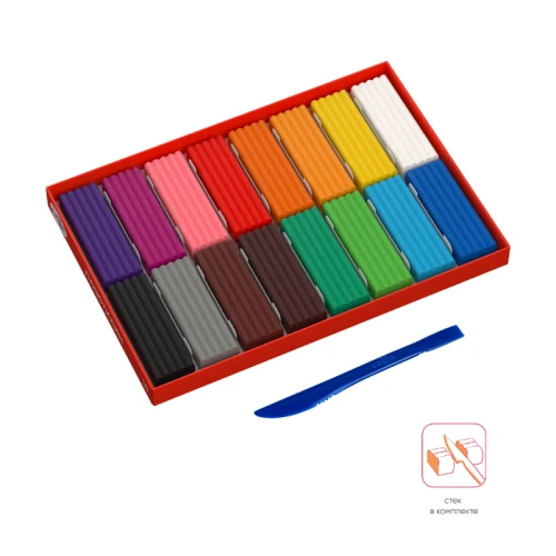 Пластилин Гамма "Мультики" 16 цветов, 320 гр, со стеком