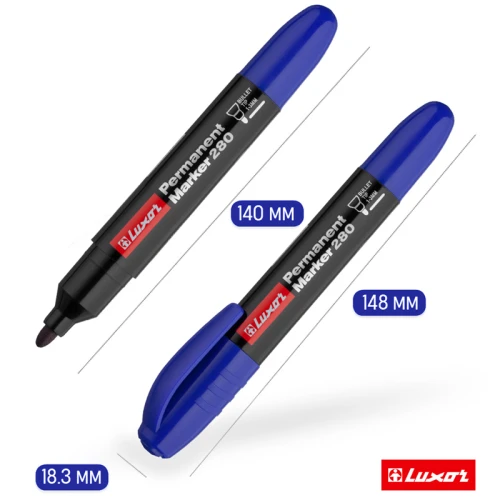 Маркер перманентный LUXOR "280" пулевидный, 1-3 мм, синий