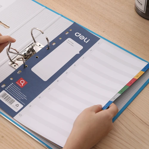 Разделитель листов DELI А4, пластик, 10 листов, цветной