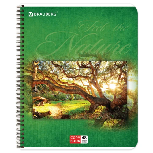 Тетрадь BRAUBERG "Природа" А5, на гребне, в клетку, 48 листов, ассорти