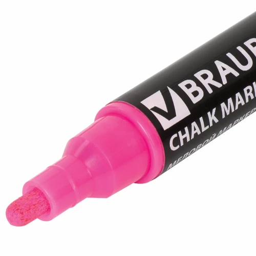 Маркер меловой BRAUBERG "POP-ART" сухостираемый, 5 мм, розовый