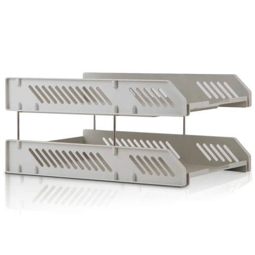 Лоток горизонтальный DELI 2 отделения, серый